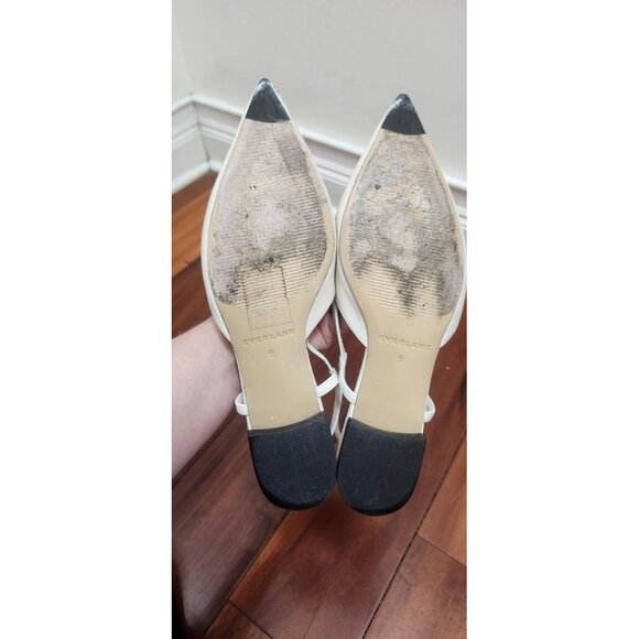 Everlane Women’s Size 9 White Leather Pointed Toe Slingback Flats Minimalist - Picture 8 of 12